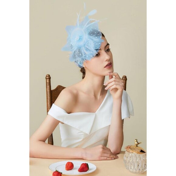 Women\'s Derby Fascinator Hat with Bow & Feathers, Wedding Tea Party Headpiece Derby Fascinator Headband Derby Hats Headband Hats For Tea  main image 3